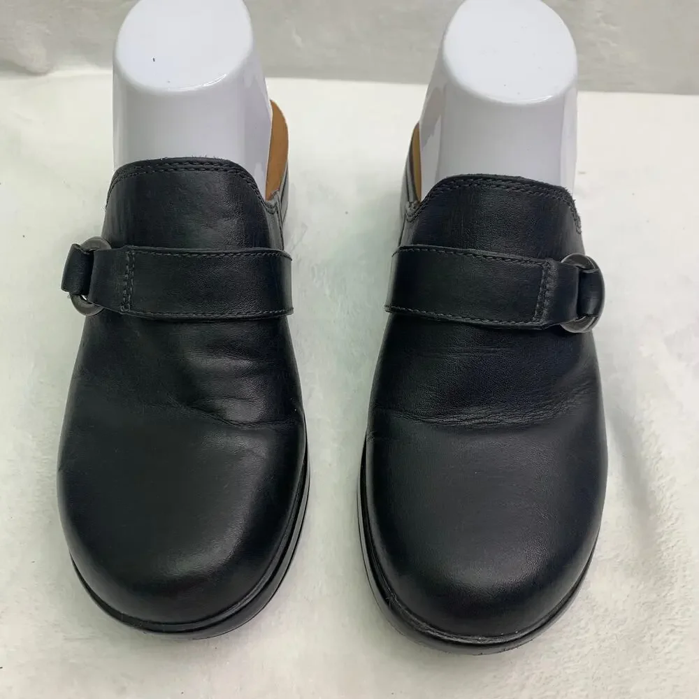 Naturalizer Lial 2 Black Leather Mule Slip On Clogs Womens Sz 8 Comfort Sandal